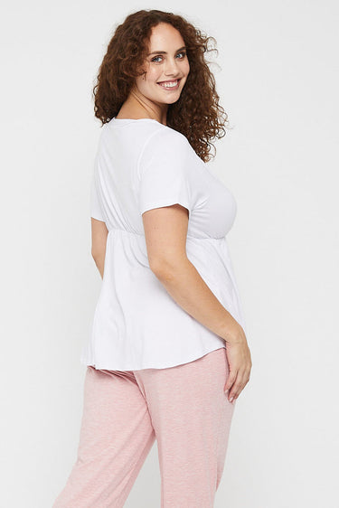 Organic Bamboo Short Sleeve Cross Front Maternity & Nursing Top Pyjama from Bamboo Body maternity store australia